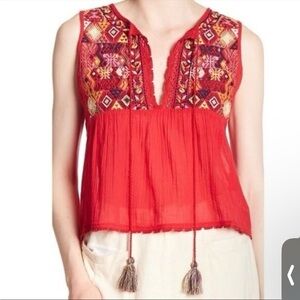Free People Lohri embroidered sleeveless tunic size M